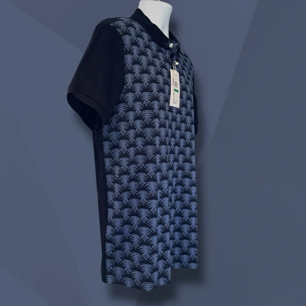 Original Penguin Palm Print Polo Shirt Men’s Large - NWT Dark Sapphire Blue - Picture 6 of 10